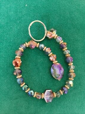 Gold-Accent Iridescent Purple Beaded Sun Catcher Glass Crytal Beads